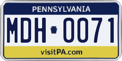 PA license plate MDH0071