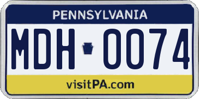 PA license plate MDH0074