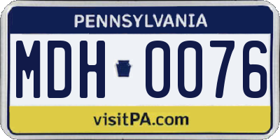 PA license plate MDH0076