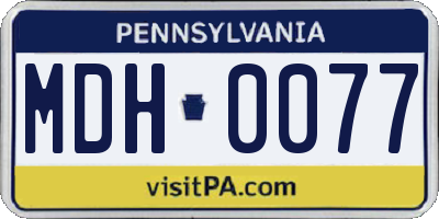 PA license plate MDH0077