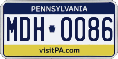 PA license plate MDH0086