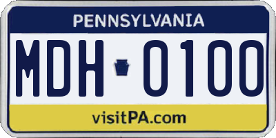 PA license plate MDH0100