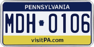 PA license plate MDH0106