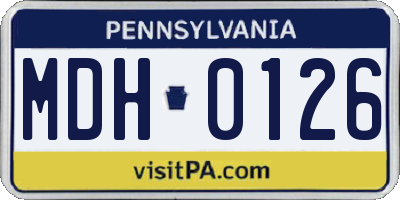 PA license plate MDH0126