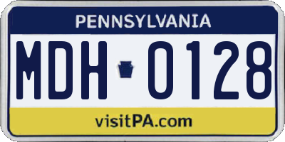 PA license plate MDH0128