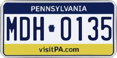 PA license plate MDH0135