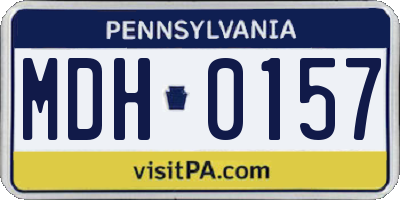 PA license plate MDH0157