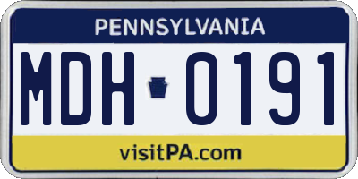 PA license plate MDH0191