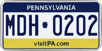 PA license plate MDH0202