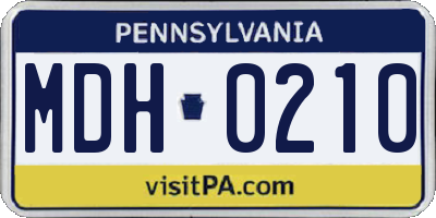 PA license plate MDH0210