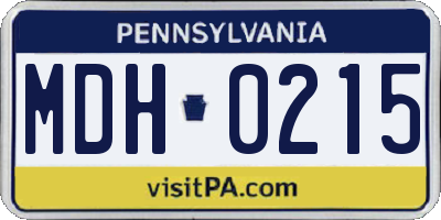 PA license plate MDH0215