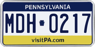 PA license plate MDH0217