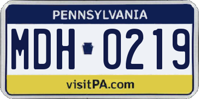PA license plate MDH0219