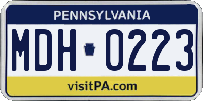 PA license plate MDH0223