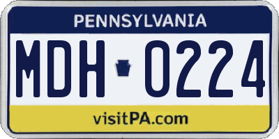 PA license plate MDH0224