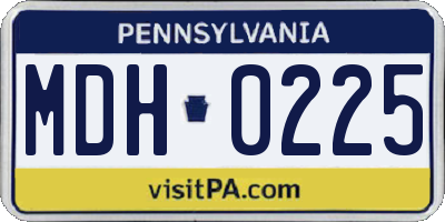 PA license plate MDH0225