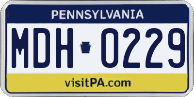 PA license plate MDH0229