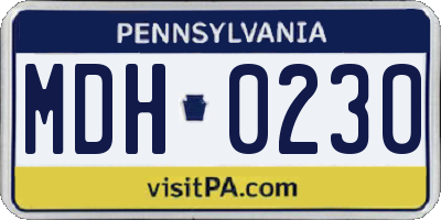 PA license plate MDH0230