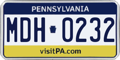 PA license plate MDH0232