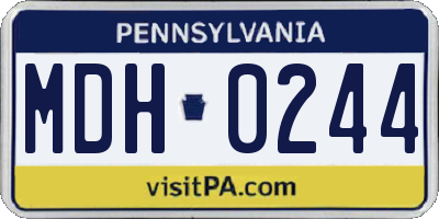 PA license plate MDH0244