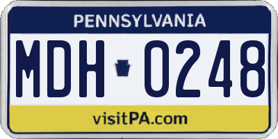 PA license plate MDH0248