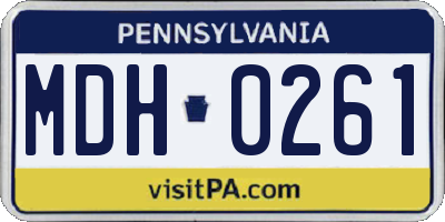 PA license plate MDH0261