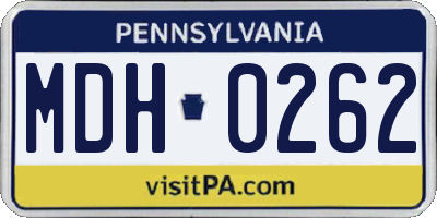 PA license plate MDH0262