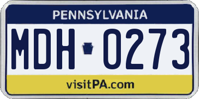 PA license plate MDH0273