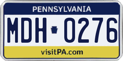 PA license plate MDH0276