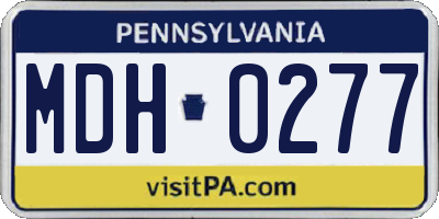 PA license plate MDH0277