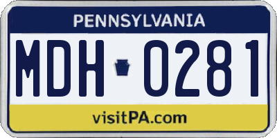 PA license plate MDH0281