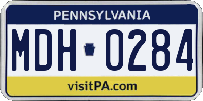 PA license plate MDH0284