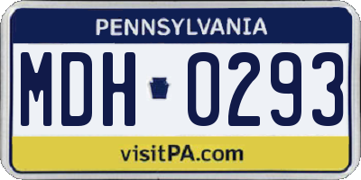 PA license plate MDH0293