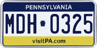 PA license plate MDH0325
