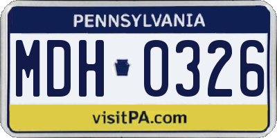 PA license plate MDH0326