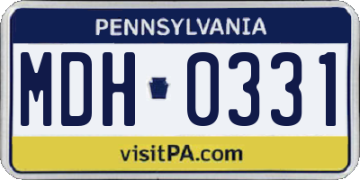 PA license plate MDH0331