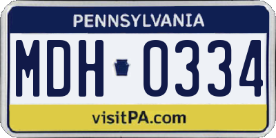 PA license plate MDH0334