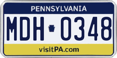PA license plate MDH0348