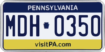 PA license plate MDH0350