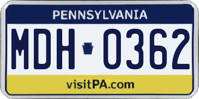 PA license plate MDH0362