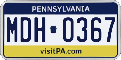 PA license plate MDH0367