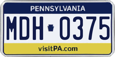 PA license plate MDH0375