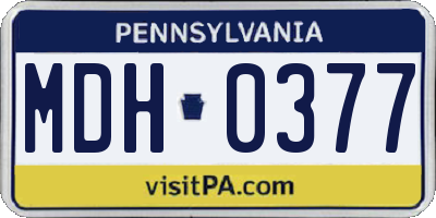 PA license plate MDH0377