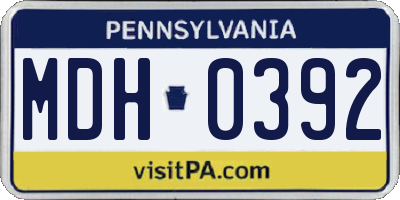 PA license plate MDH0392