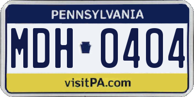PA license plate MDH0404