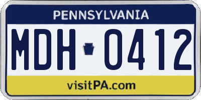 PA license plate MDH0412