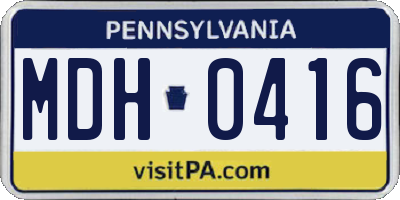 PA license plate MDH0416