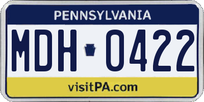 PA license plate MDH0422