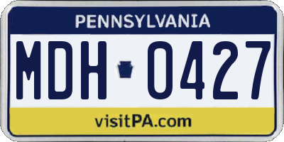 PA license plate MDH0427