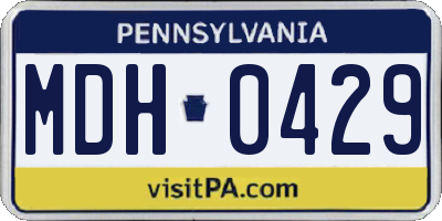 PA license plate MDH0429